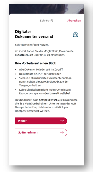 Fin4u Digitaler Dokumentenversand Seite 1